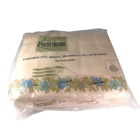 NEW! Vintage 1960s Forstmann Luxury Virgin Wool Twin Blanket by Stevens Fabrics - Picture 3 of 12